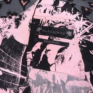 All Saints Pink and Black Casual Button Down Shirt